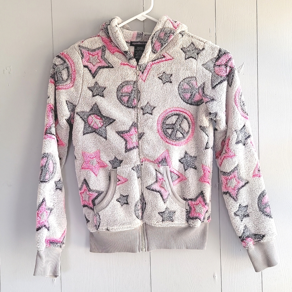 🌴 Peace Signs & Stars Girls Jacket W/Hoodie ☮️